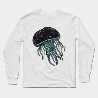 Neon and Blackwork Jellyfish Long Sleeve T-Shirt